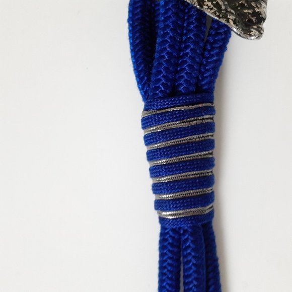 Three Cord Blue Belt With Silvertone Leaf Buckle - Picture 7 of 15